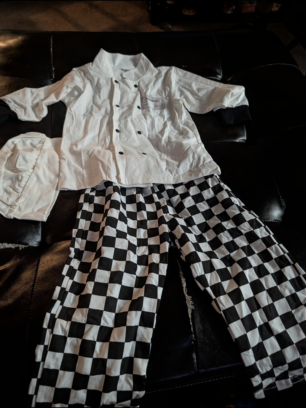 Chef Jacket and Checkerboard Pants Set - White & Black